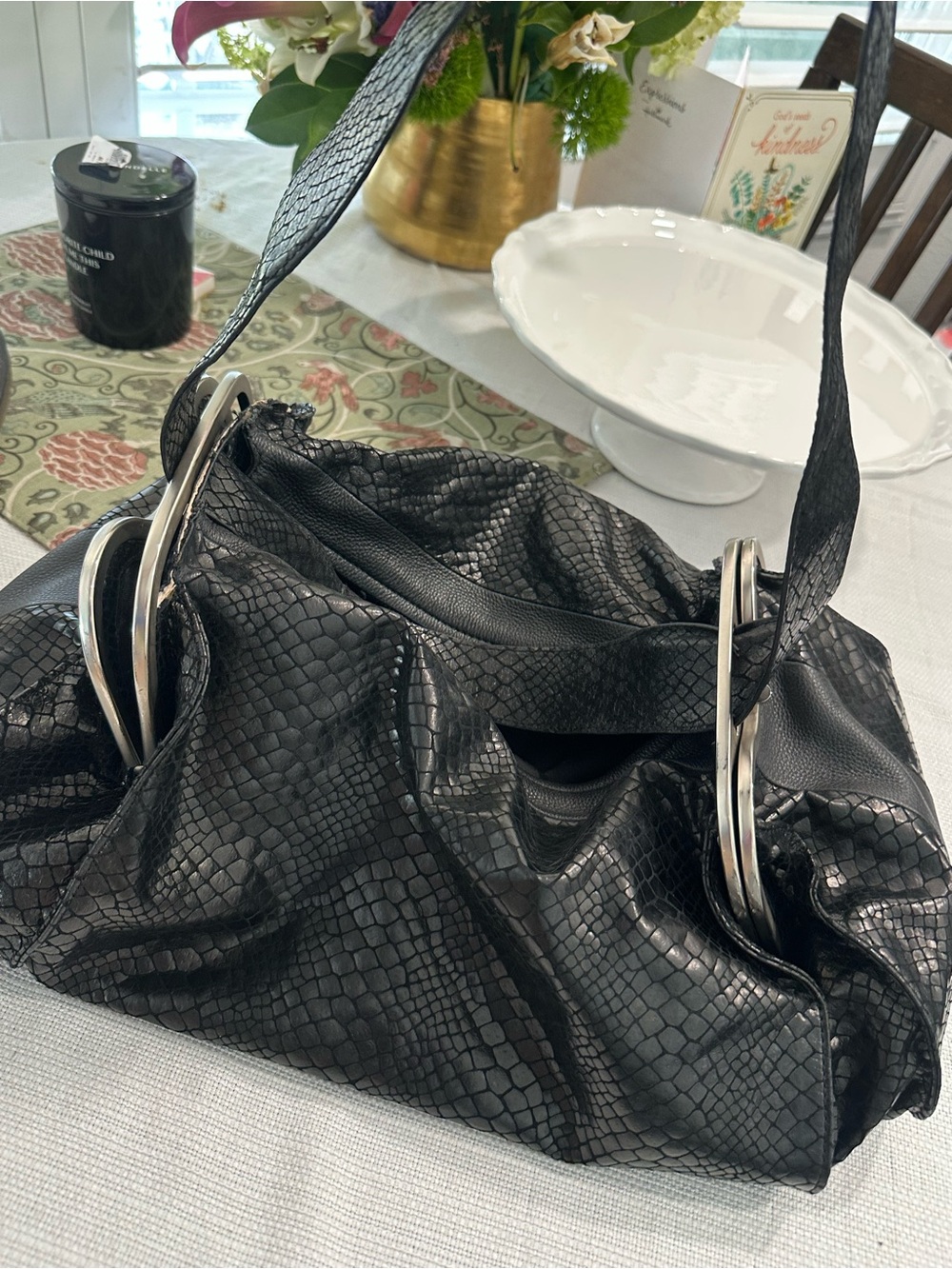 L.A.M.B Black Textured Shoulder Bag
